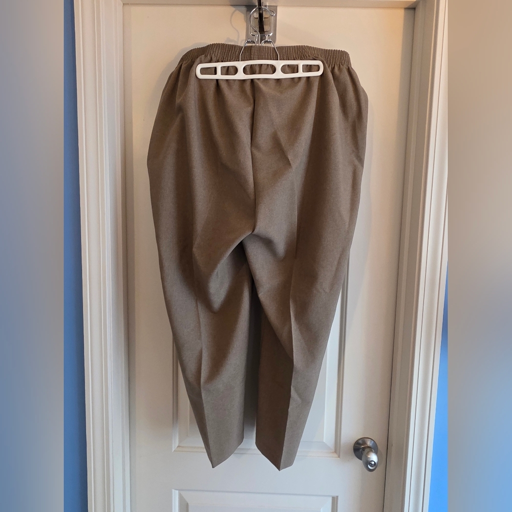 Woman's Casual Elastic-Waist Plus Size Pants in Taupe - Picture 2 of 3